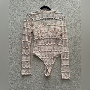 Free People Angelina Lace Long Sleeve Bodysuit